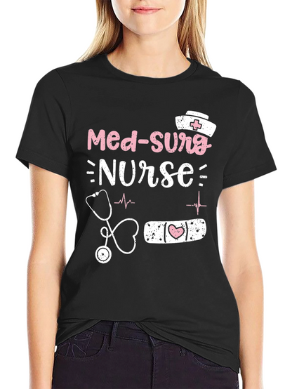 Camiseta Negra Med-Surg Nurse para Enfermeras
