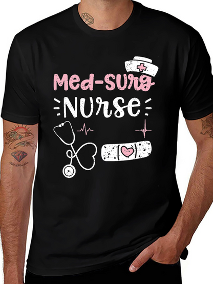 Camiseta Negra Med-Surg Nurse para Enfermeras