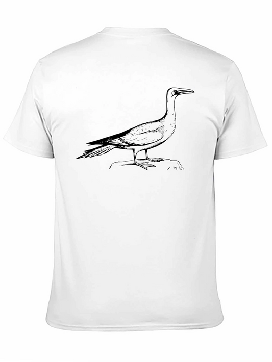 Camiseta Negra Estampada con Ave Marina