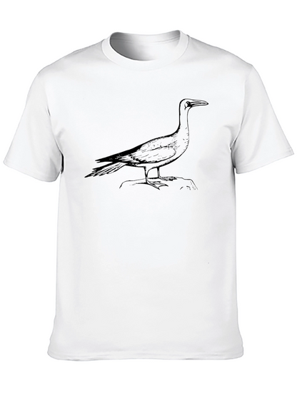 Camiseta Negra Estampada con Ave Marina