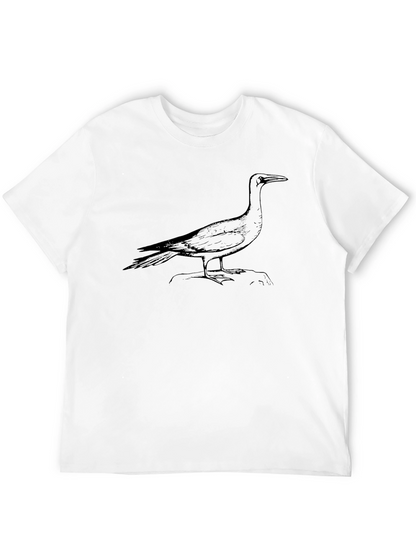 Camiseta Negra Estampada con Ave Marina