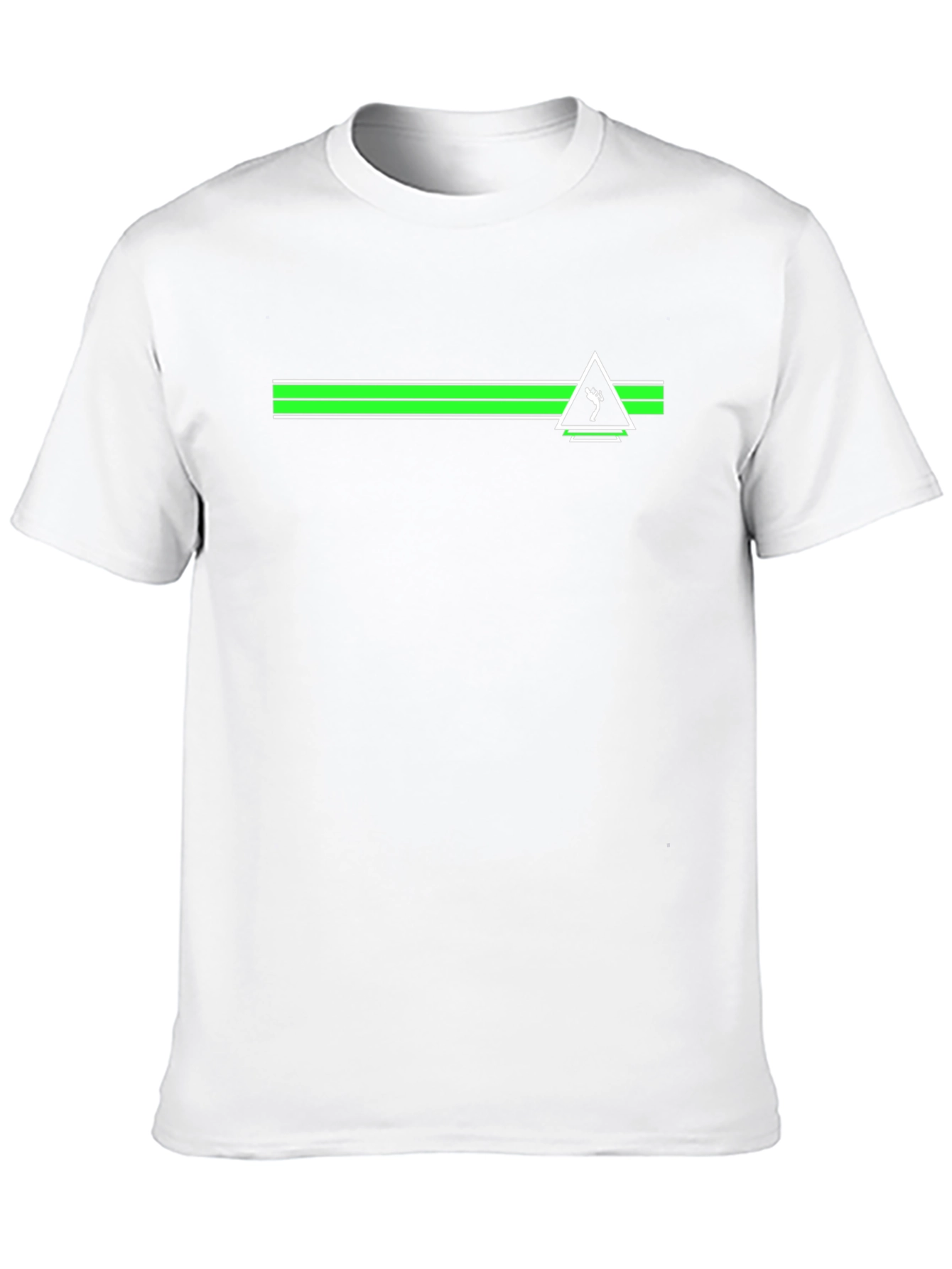 Camiseta Negra con Diseño Geométrico Verde y Blanco