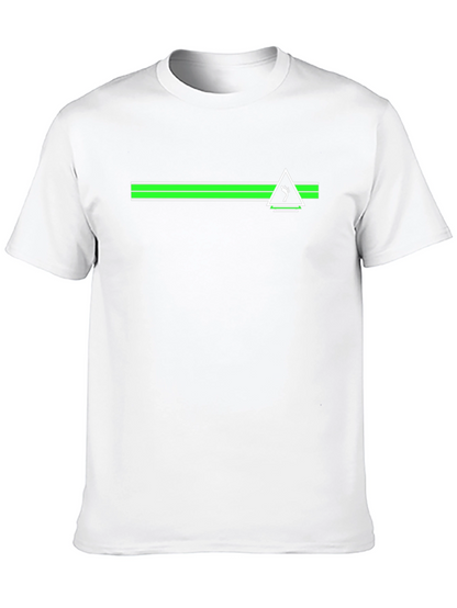 Camiseta Negra con Diseño Geométrico Verde y Blanco