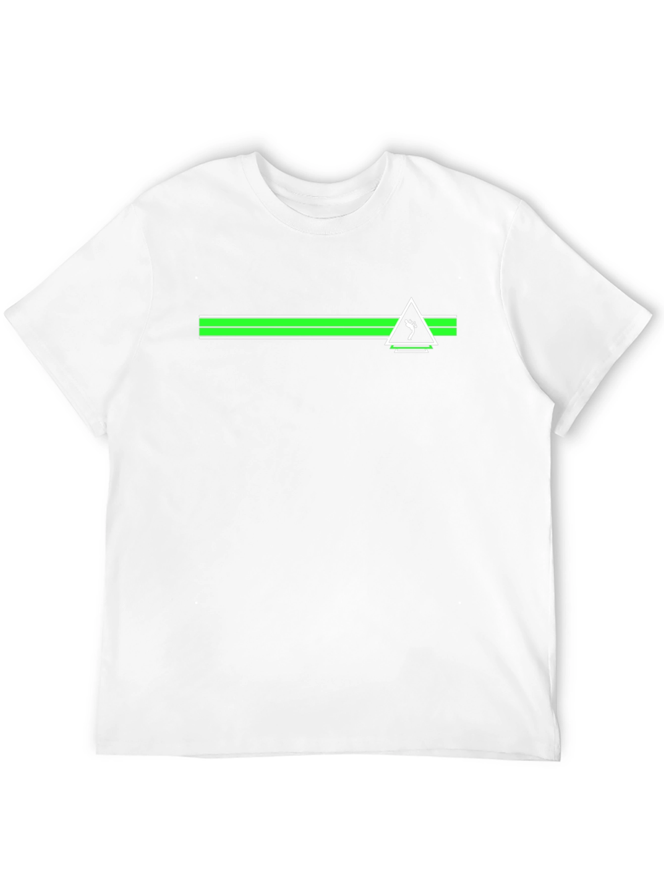 Camiseta Negra con Diseño Geométrico Verde y Blanco
