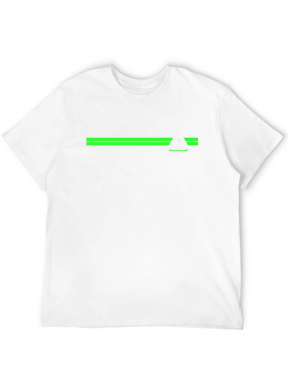 Camiseta Negra con Diseño Geométrico Verde y Blanco