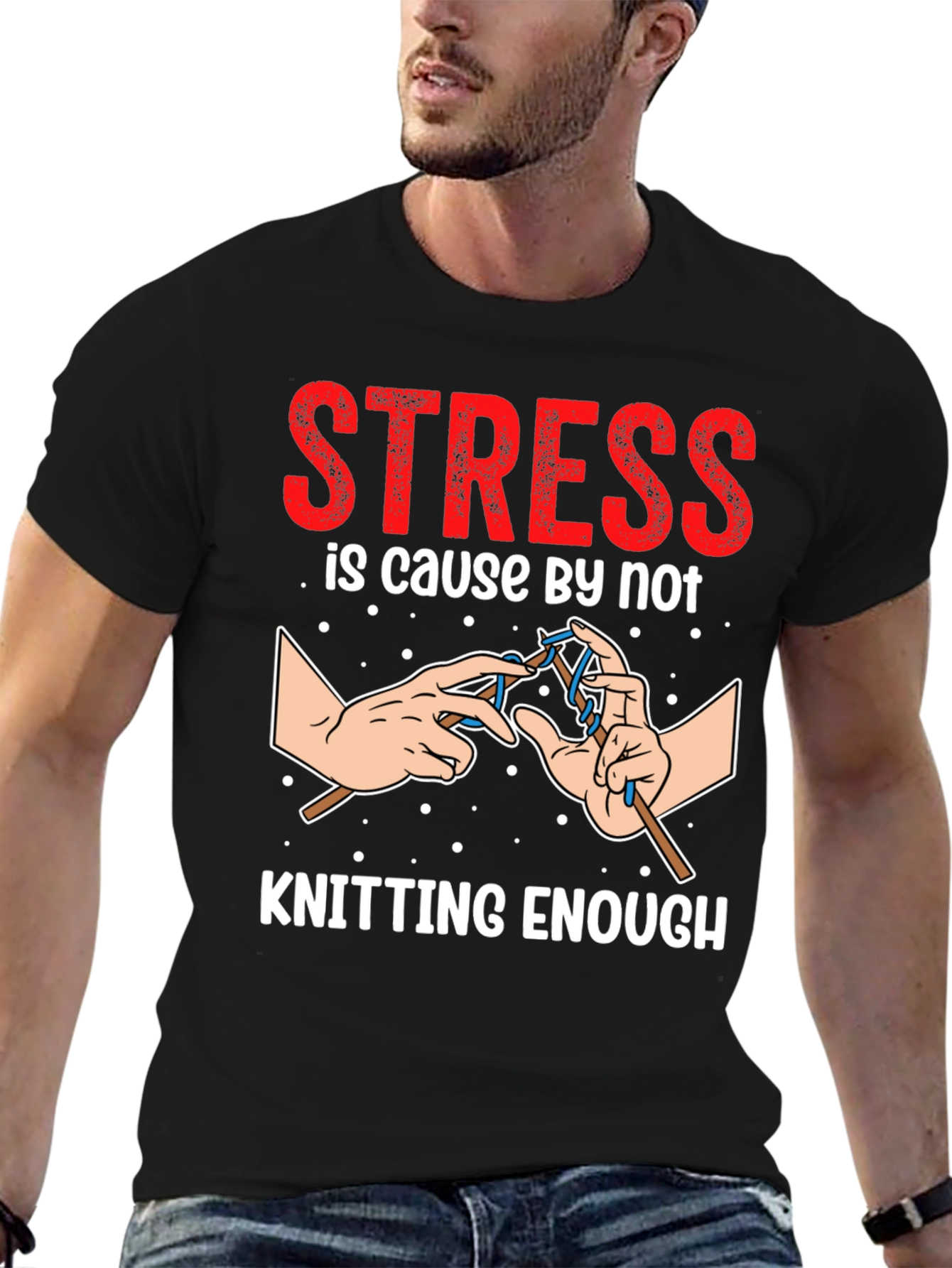 Camiseta Negra Divertida para Amantes del Tejido