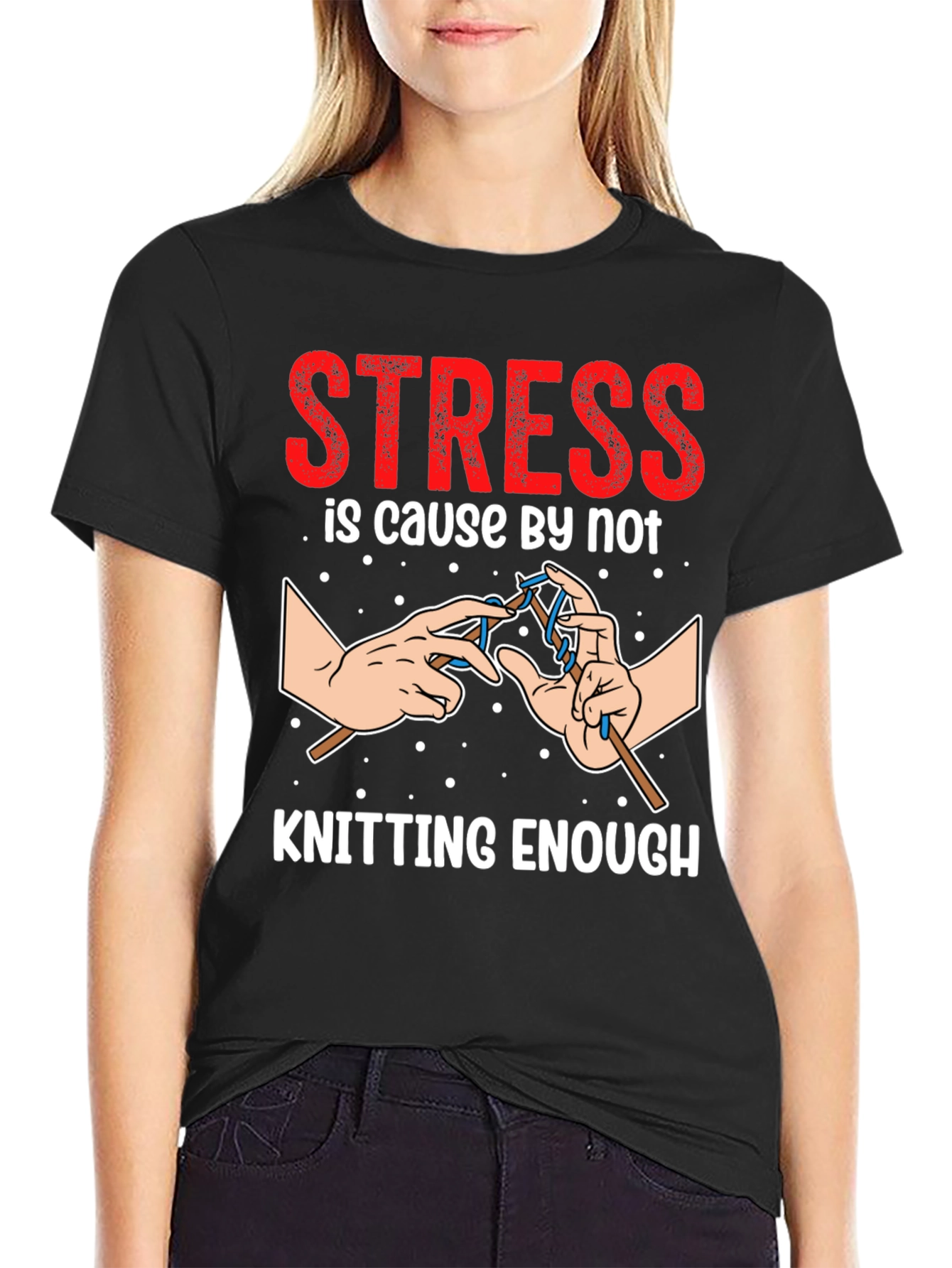 Camiseta Negra Divertida para Amantes del Tejido