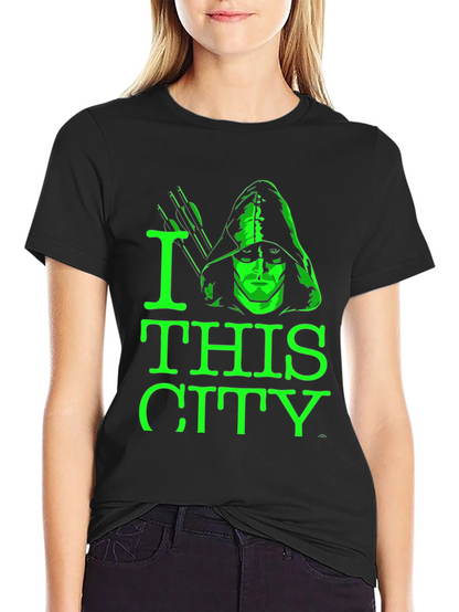 Camiseta Negra Green Arrow I Love This City