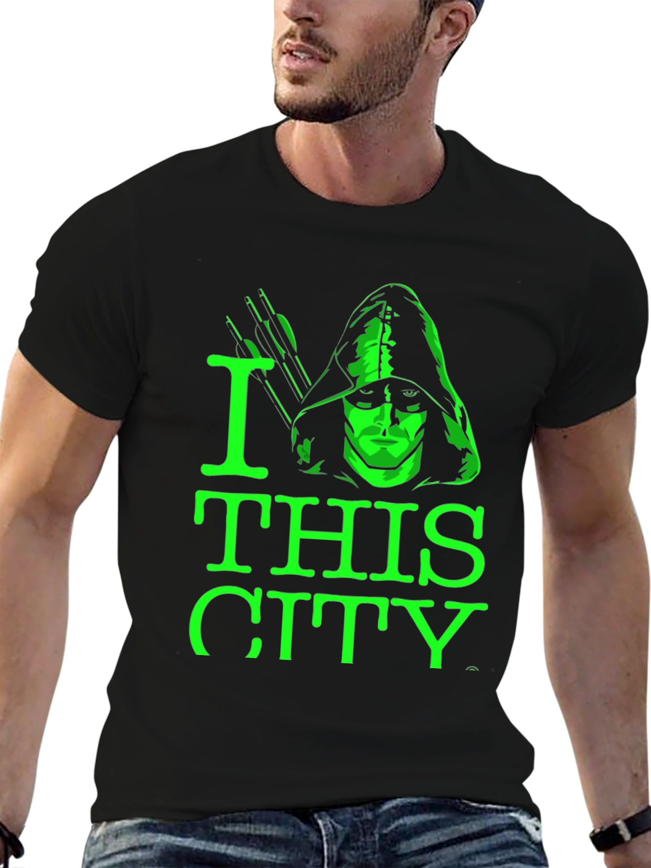 Camiseta Negra Green Arrow I Love This City