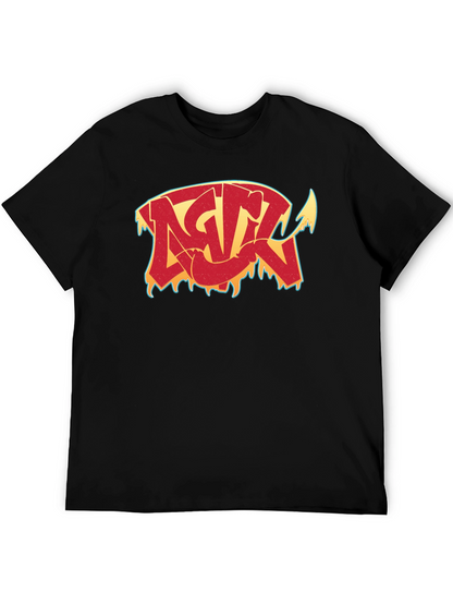 Camiseta Negra con Diseño Gráfico Estilizado