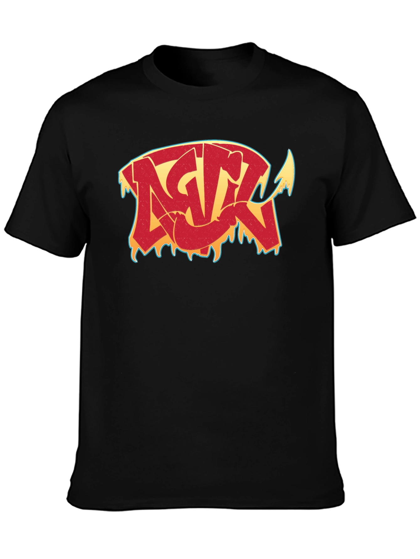 Camiseta Negra con Diseño Gráfico Estilizado