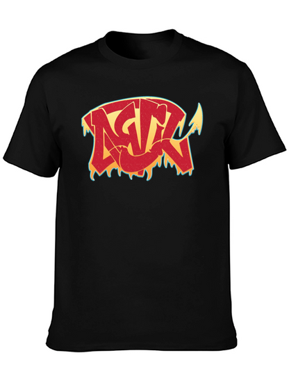 Camiseta Negra con Diseño Gráfico Estilizado