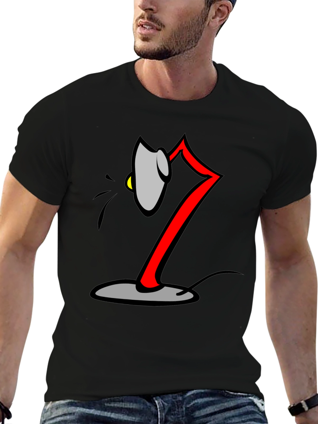 Camiseta Negra con Diseño de Lámpara Animada