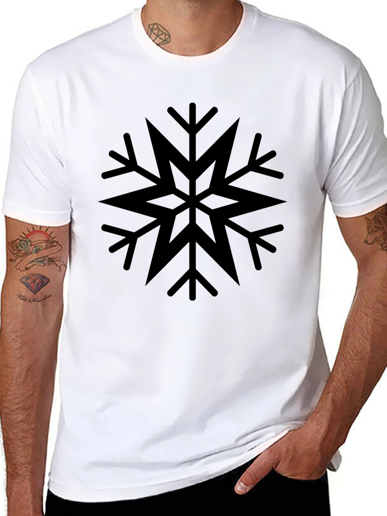 Camiseta Negra con Diseño de Copo de Nieve