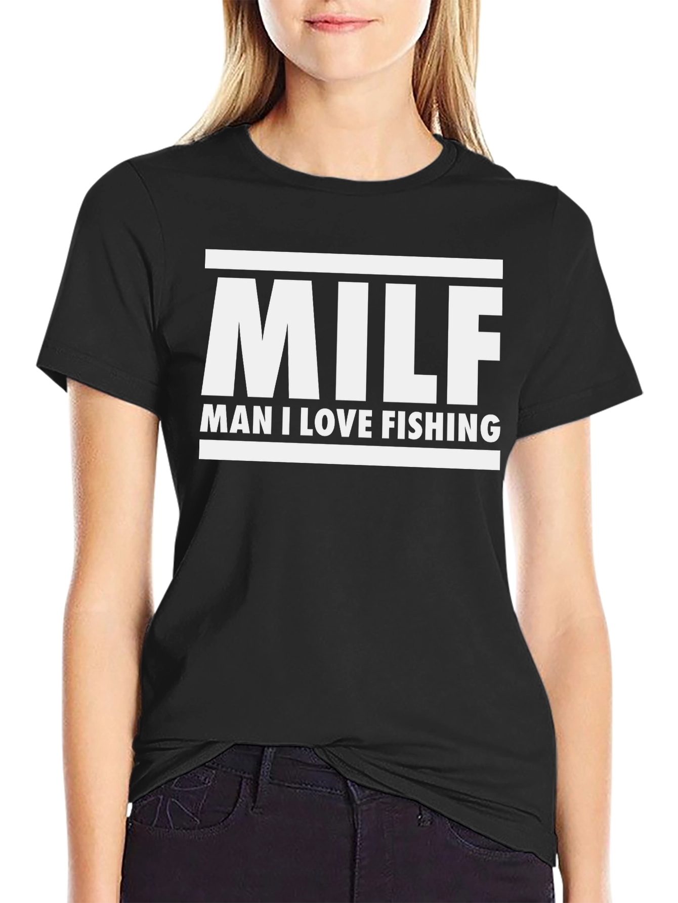 Camiseta Negra MILF: ¡Amo Pescar!