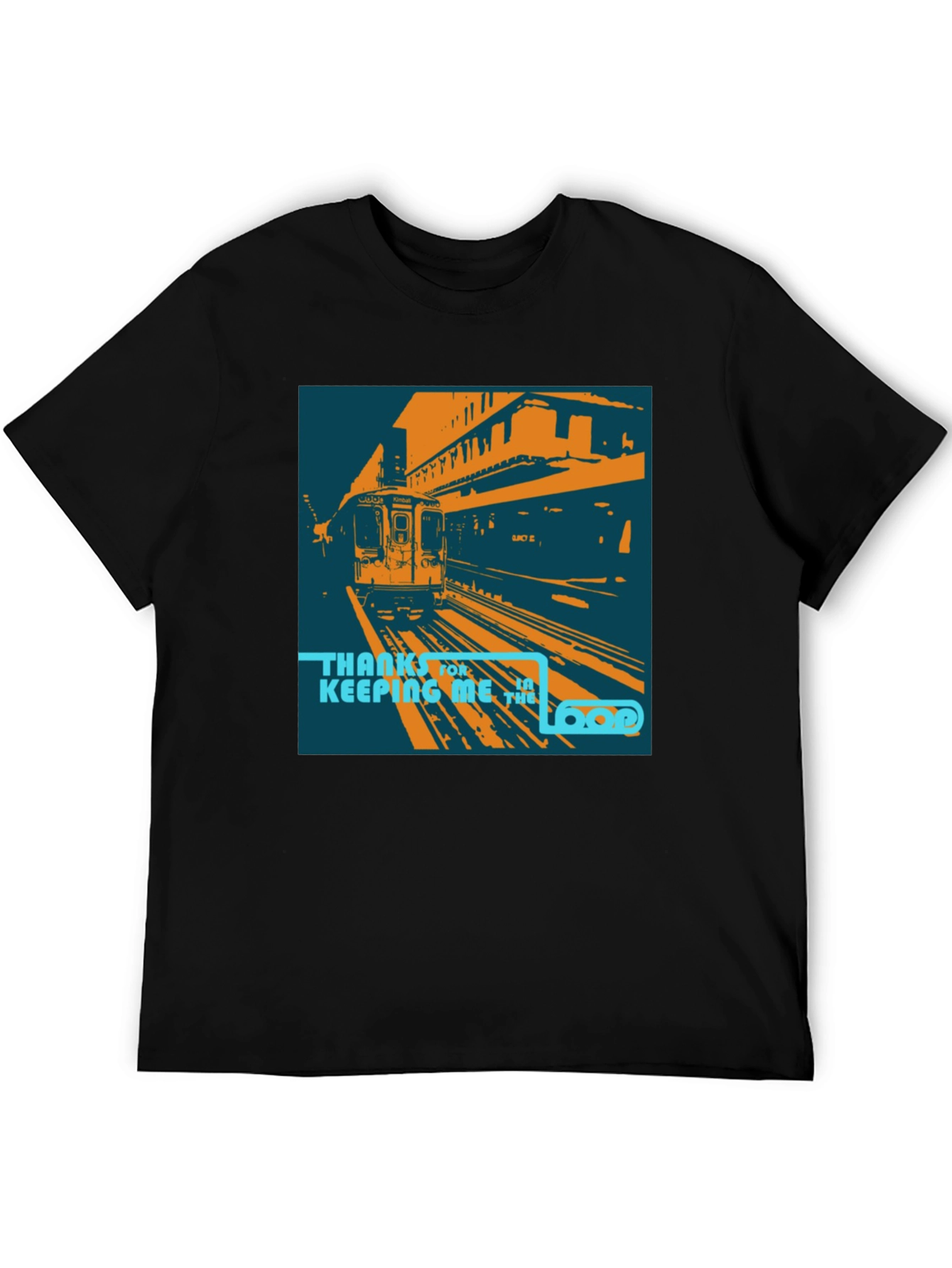 Camiseta Negra con Diseño de Tren Urbano Retro