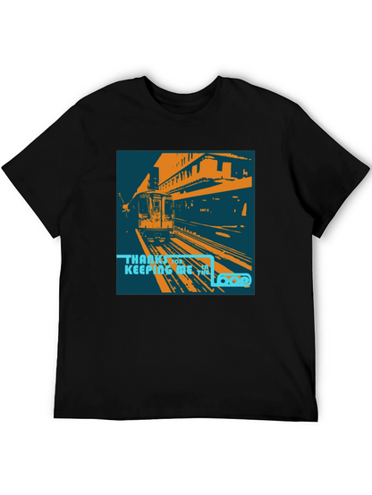 Camiseta Negra con Diseño de Tren Urbano Retro