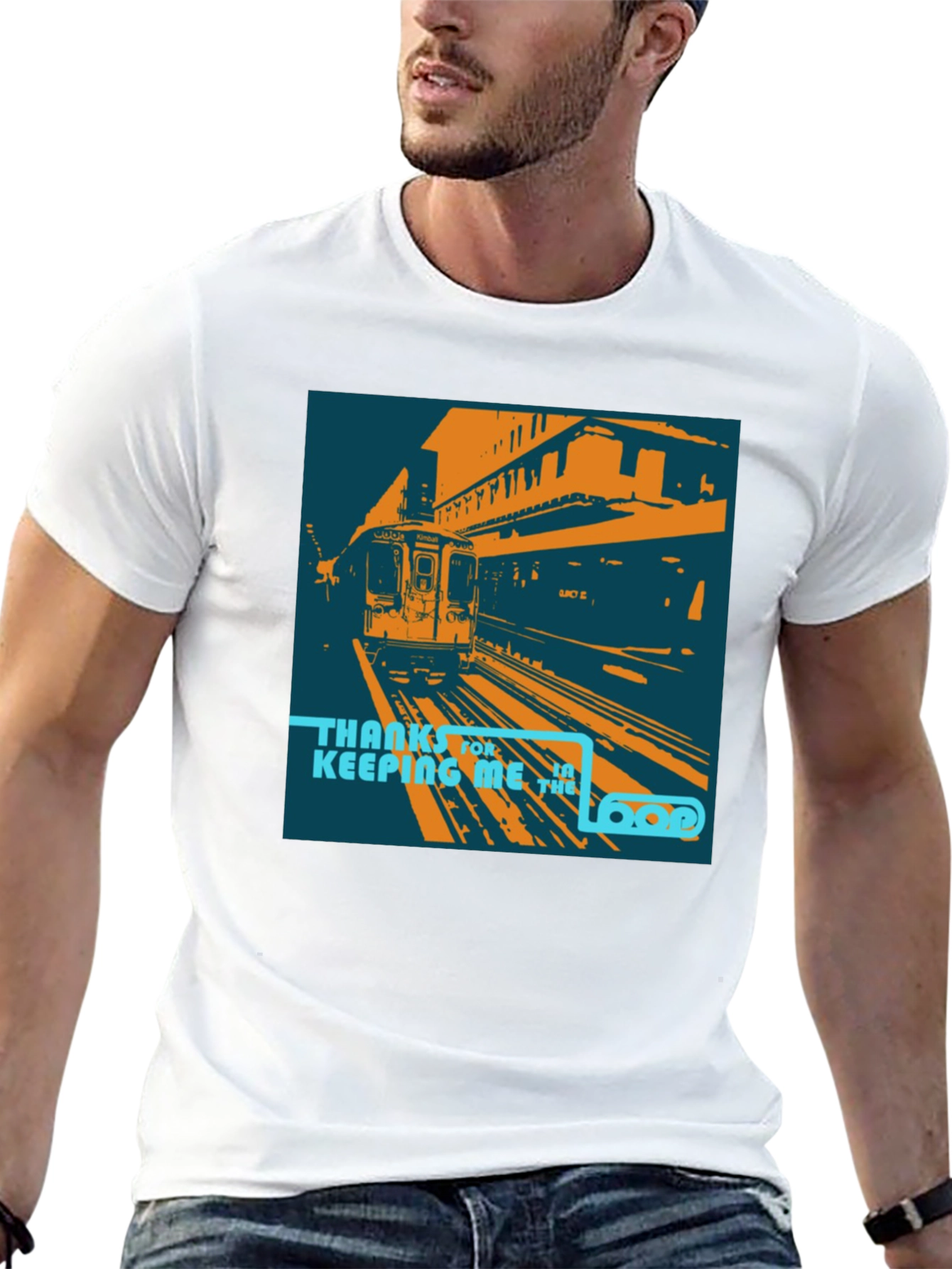 Camiseta Negra con Diseño de Tren Urbano Retro