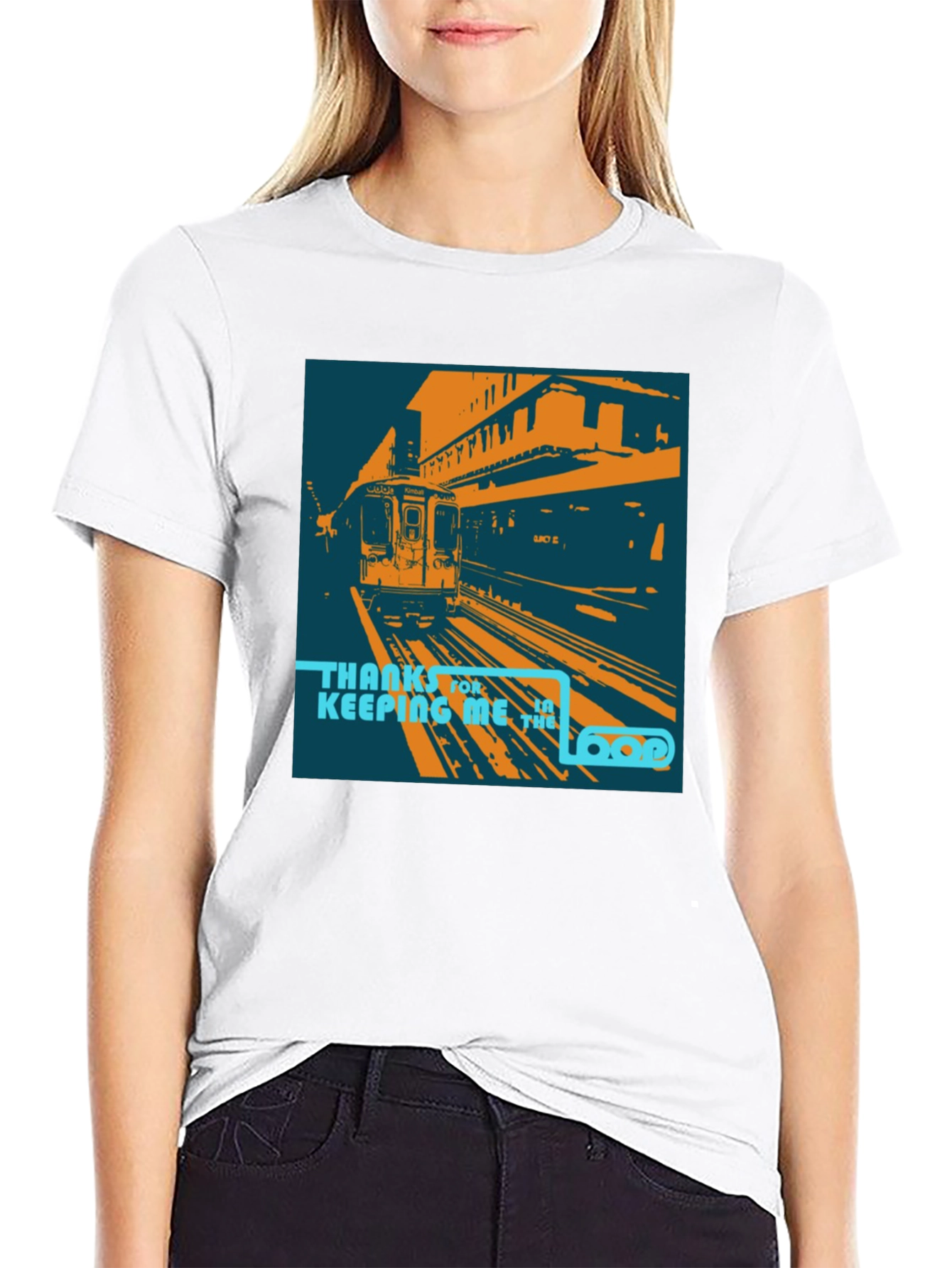Camiseta Negra con Diseño de Tren Urbano Retro