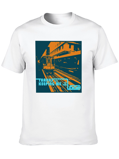 Camiseta Negra con Diseño de Tren Urbano Retro