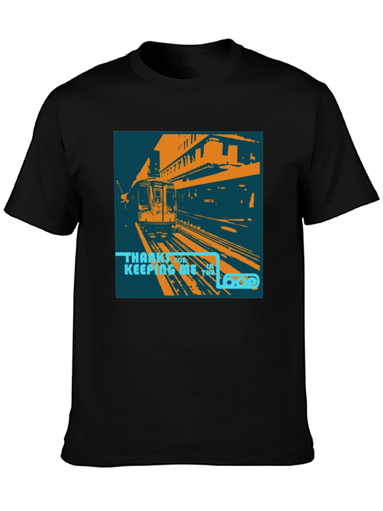 Camiseta Negra con Diseño de Tren Urbano Retro