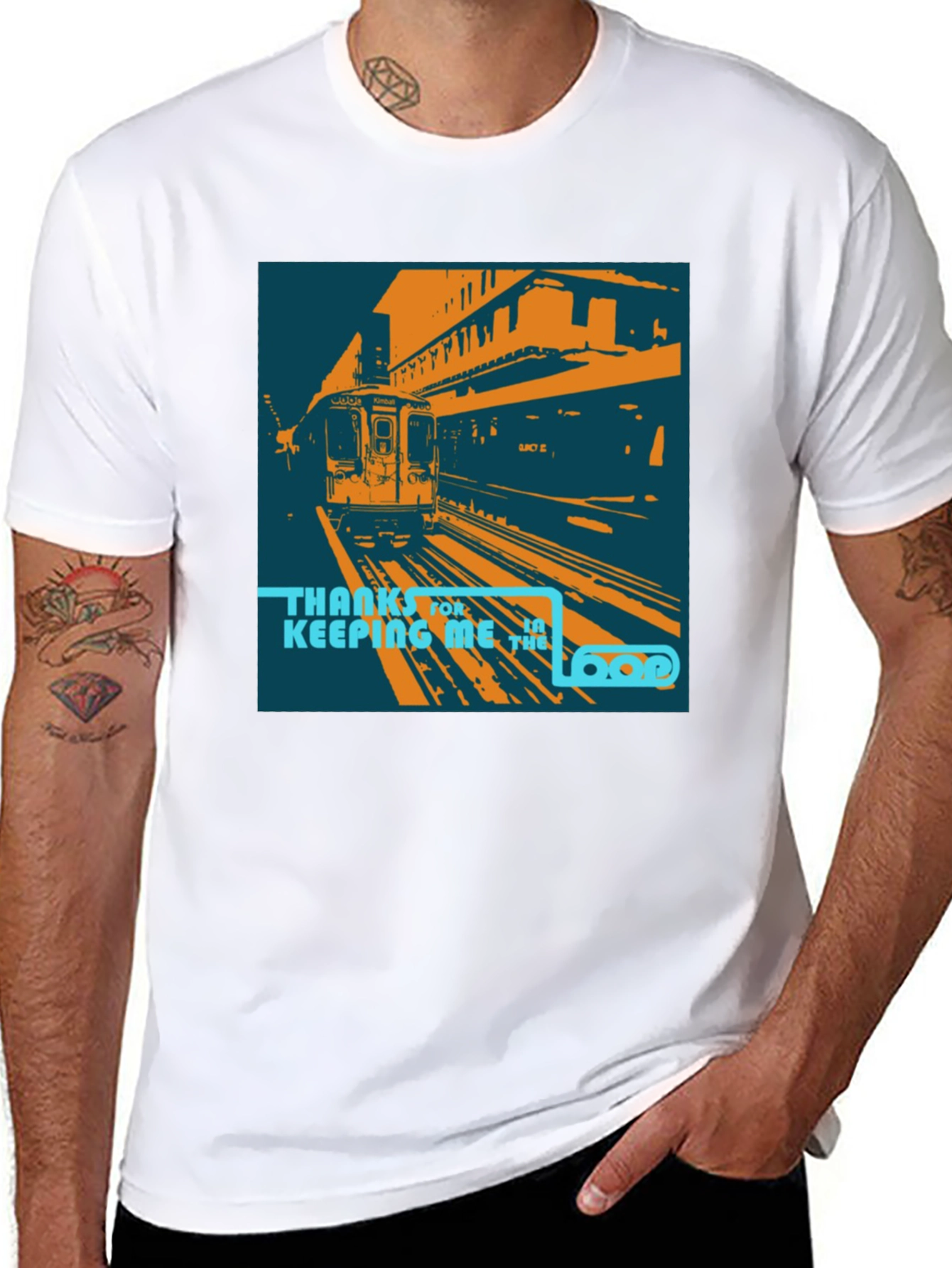 Camiseta Negra con Diseño de Tren Urbano Retro