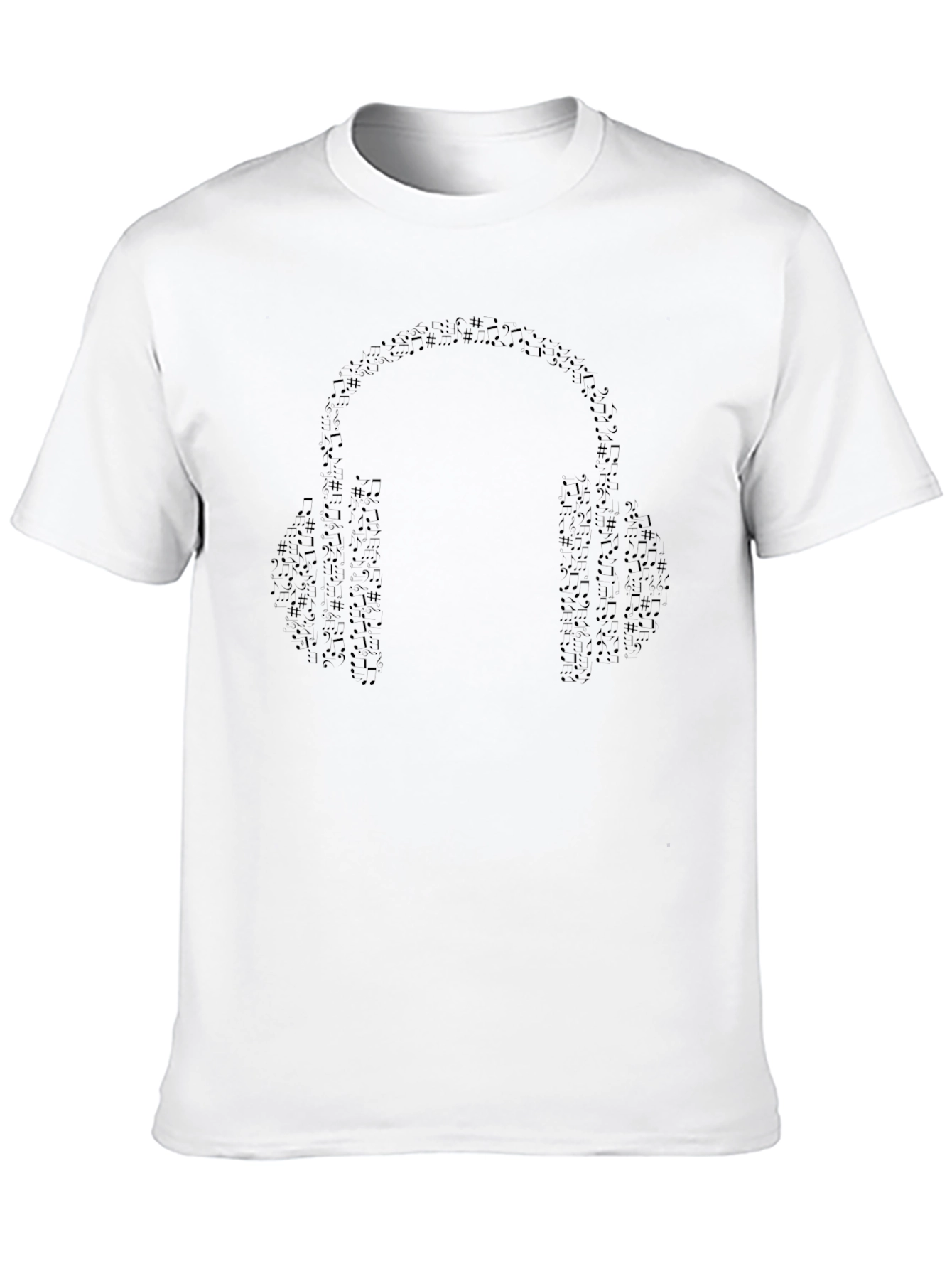 Camiseta Negra con Diseño de Auriculares Musicales