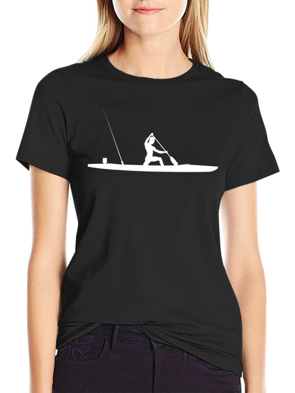 Camiseta Negra Estampado Piragüismo para Hombre