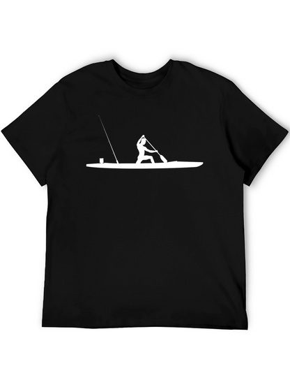 Camiseta Negra Estampado Piragüismo para Hombre