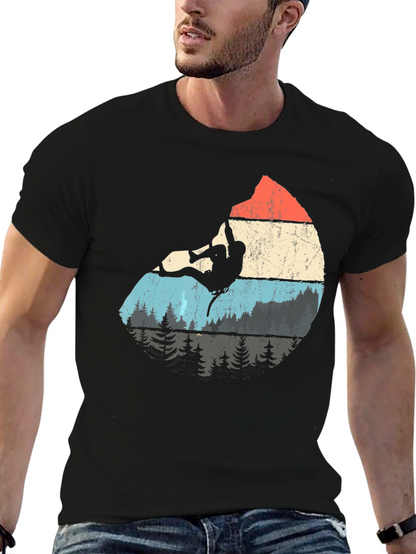Camiseta Negra con Diseño de Escalador Retro