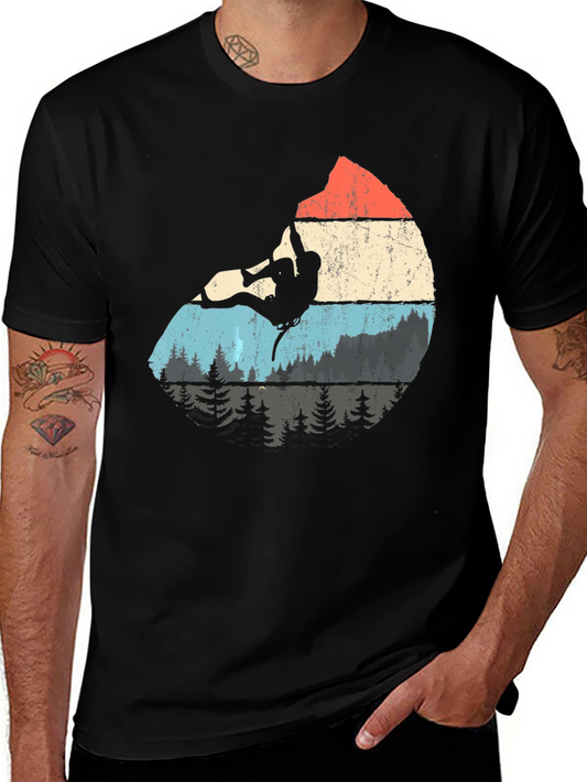 Camiseta Negra con Diseño de Escalador Retro