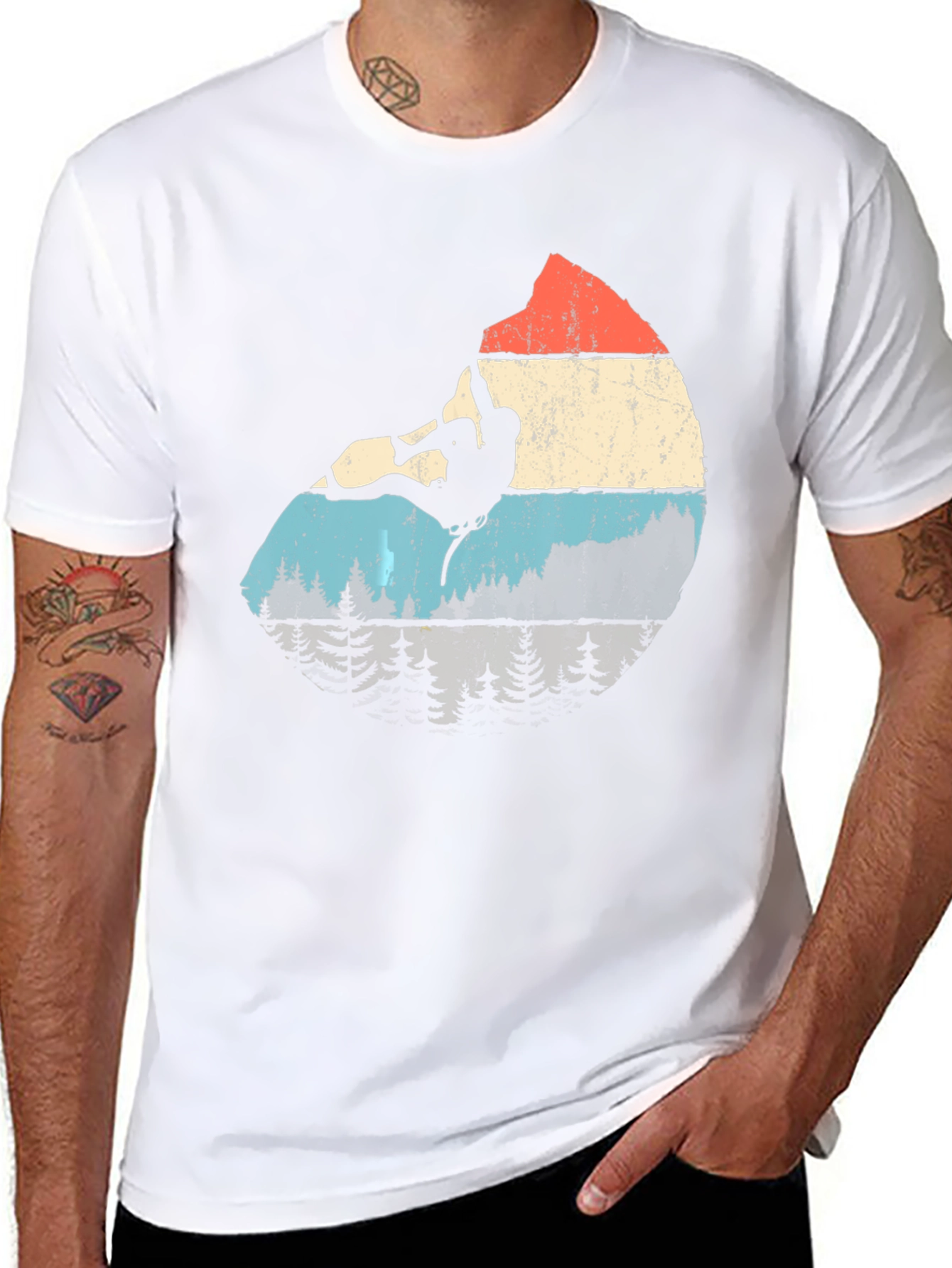 Camiseta Negra con Diseño de Escalador Retro