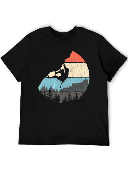 Camiseta Negra con Diseño de Escalador Retro