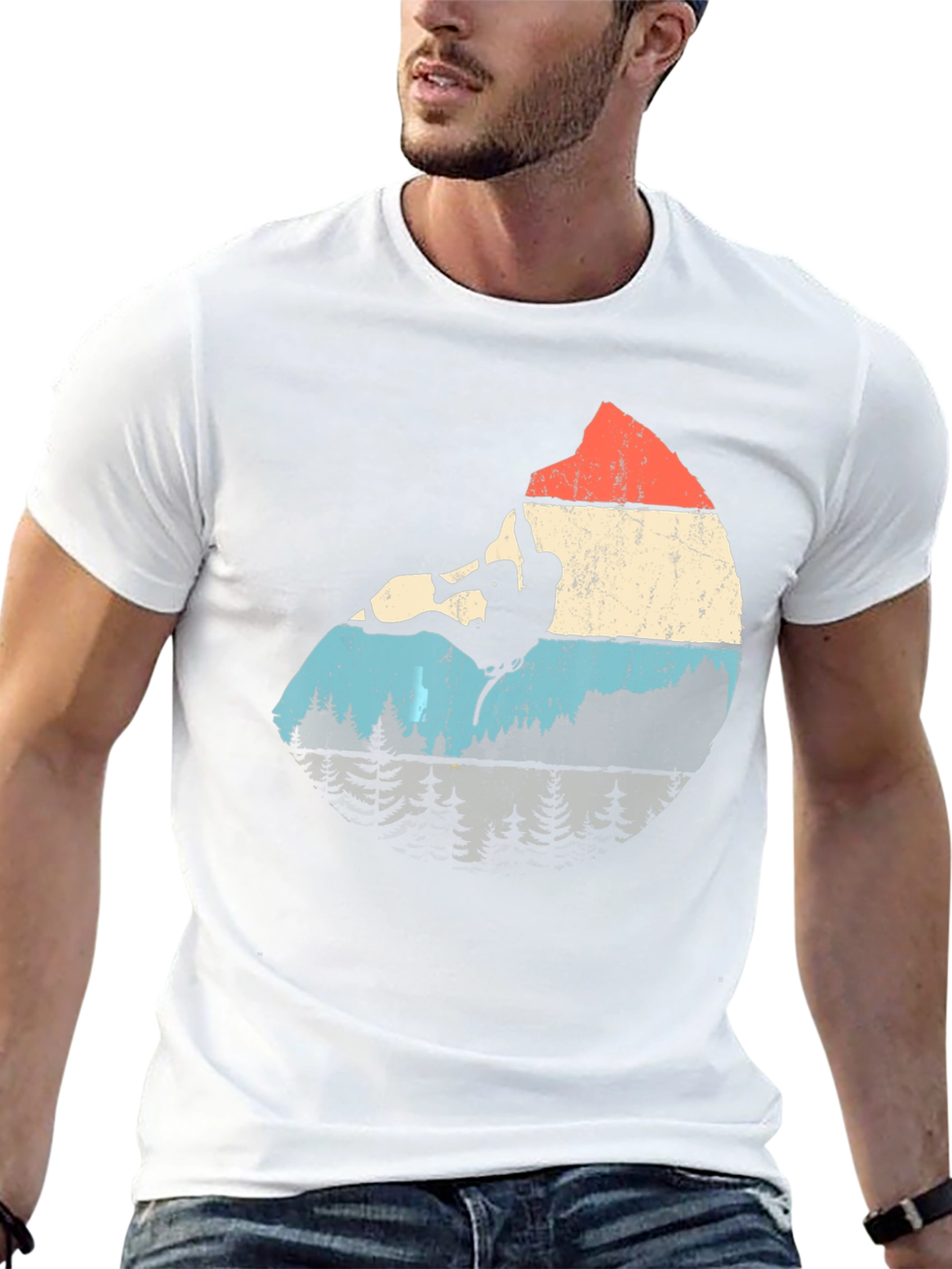 Camiseta Negra con Diseño de Escalador Retro