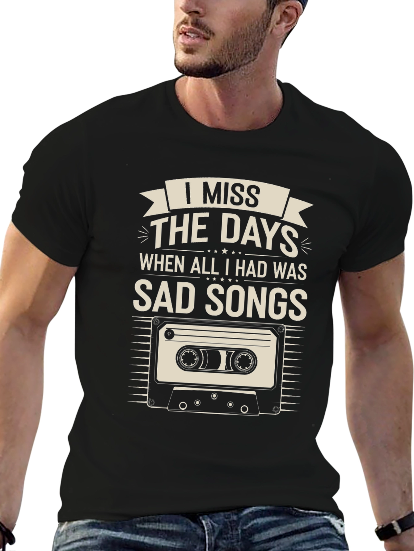 Camiseta Negra Nostálgica: Echo de Menos Canciones Tristes