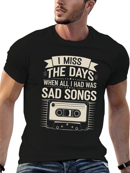 Camiseta Negra Nostálgica: Echo de Menos Canciones Tristes