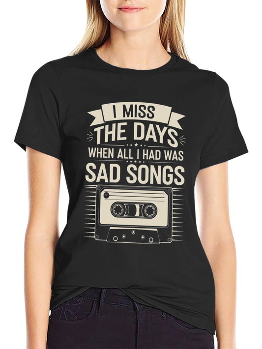 Camiseta Negra Nostálgica: Echo de Menos Canciones Tristes