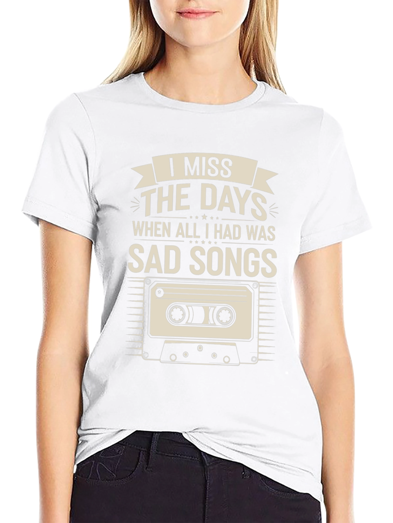 Camiseta Negra Nostálgica: Echo de Menos Canciones Tristes