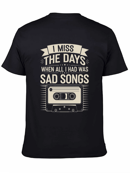 Camiseta Negra Nostálgica: Echo de Menos Canciones Tristes