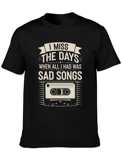 Camiseta Negra Nostálgica: Echo de Menos Canciones Tristes