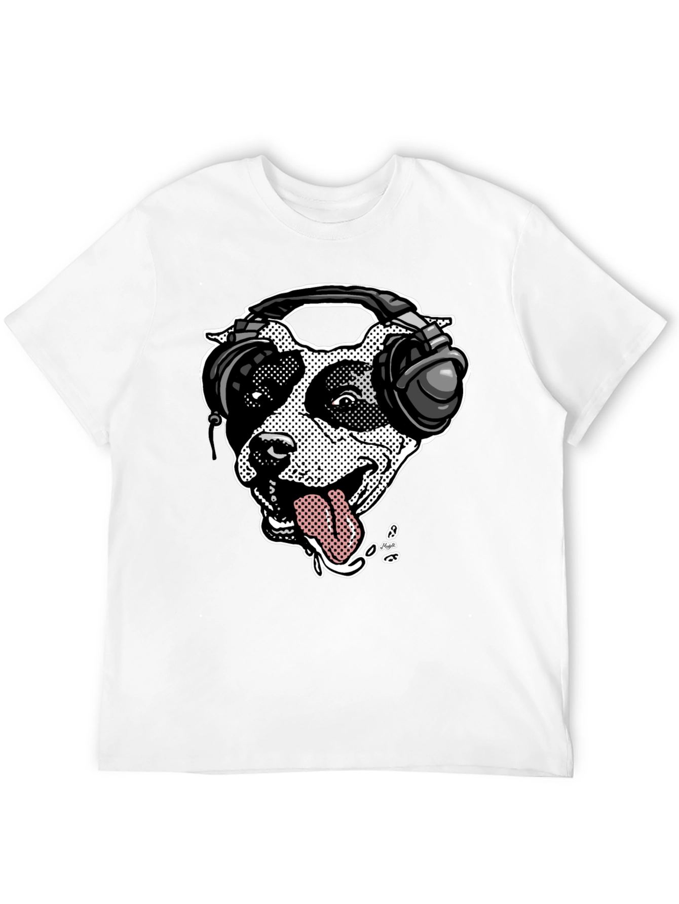 Camiseta Negra con Diseño de Perro DJ