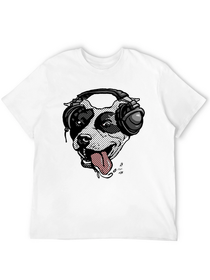 Camiseta Negra con Diseño de Perro DJ
