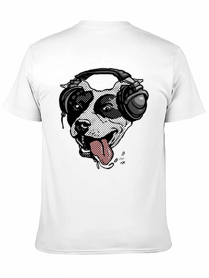 Camiseta Negra con Diseño de Perro DJ