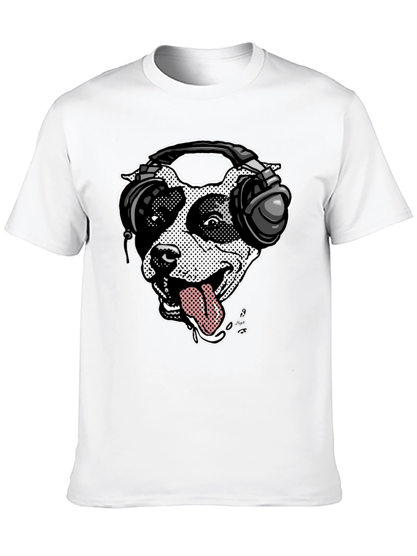 Camiseta Negra con Diseño de Perro DJ