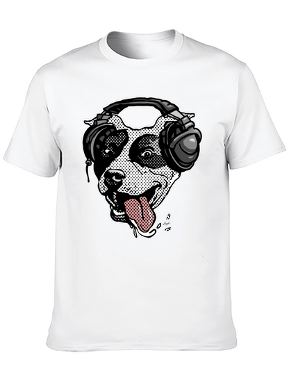 Camiseta Negra con Diseño de Perro DJ