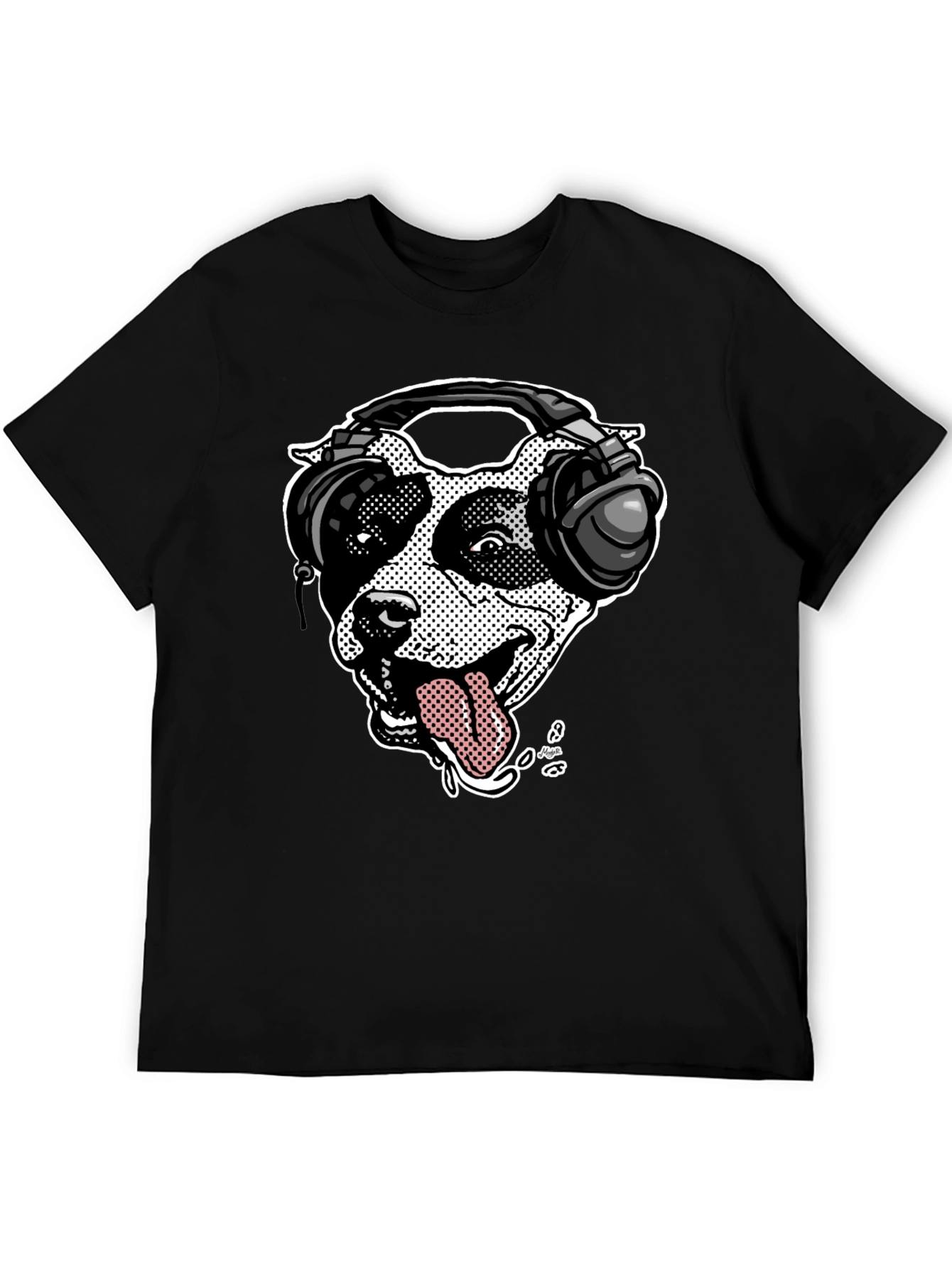 Camiseta Negra con Diseño de Perro DJ