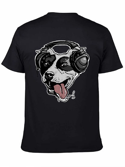 Camiseta Negra con Diseño de Perro DJ