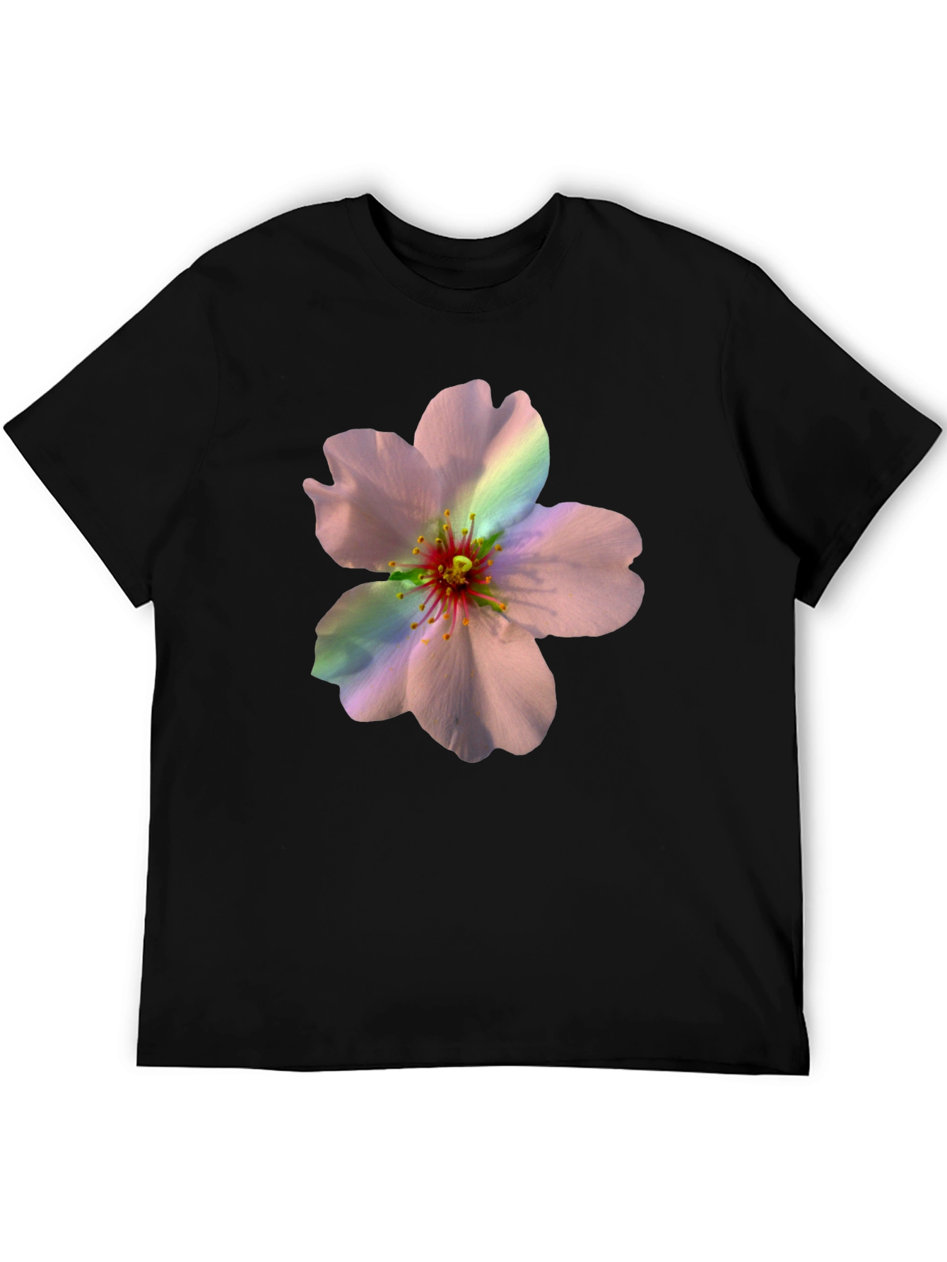 Camiseta Negra con Estampado Floral