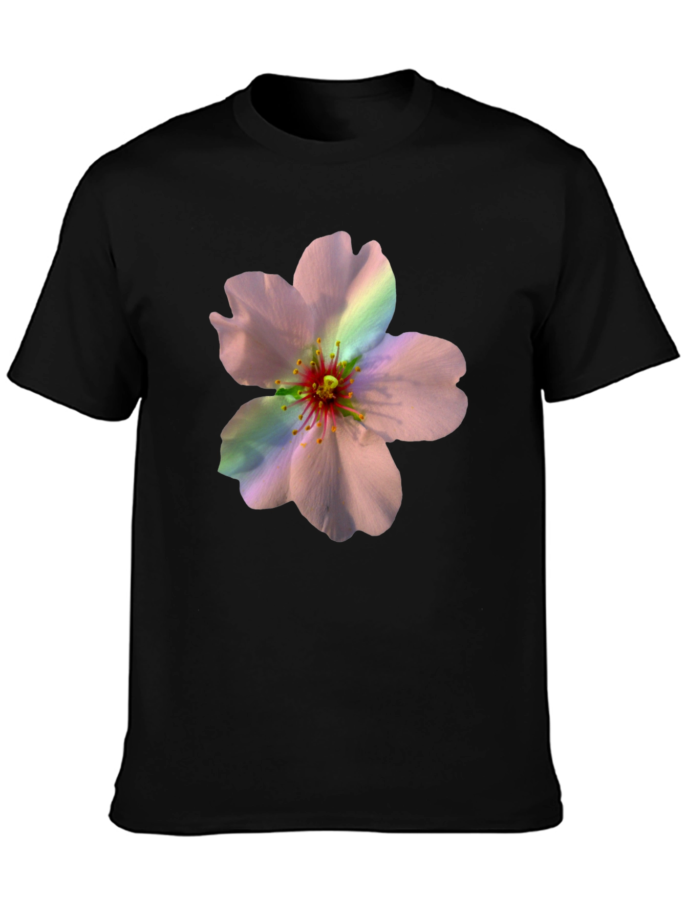 Camiseta Negra con Estampado Floral