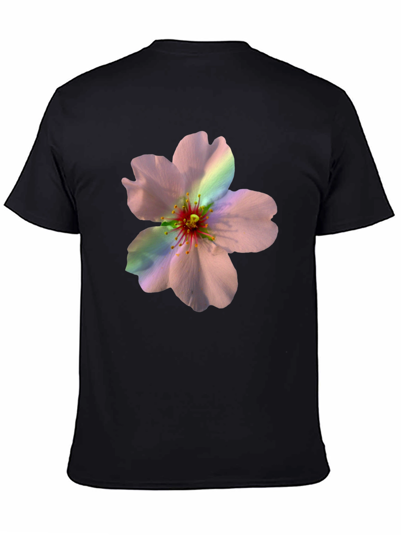 Camiseta Negra con Estampado Floral